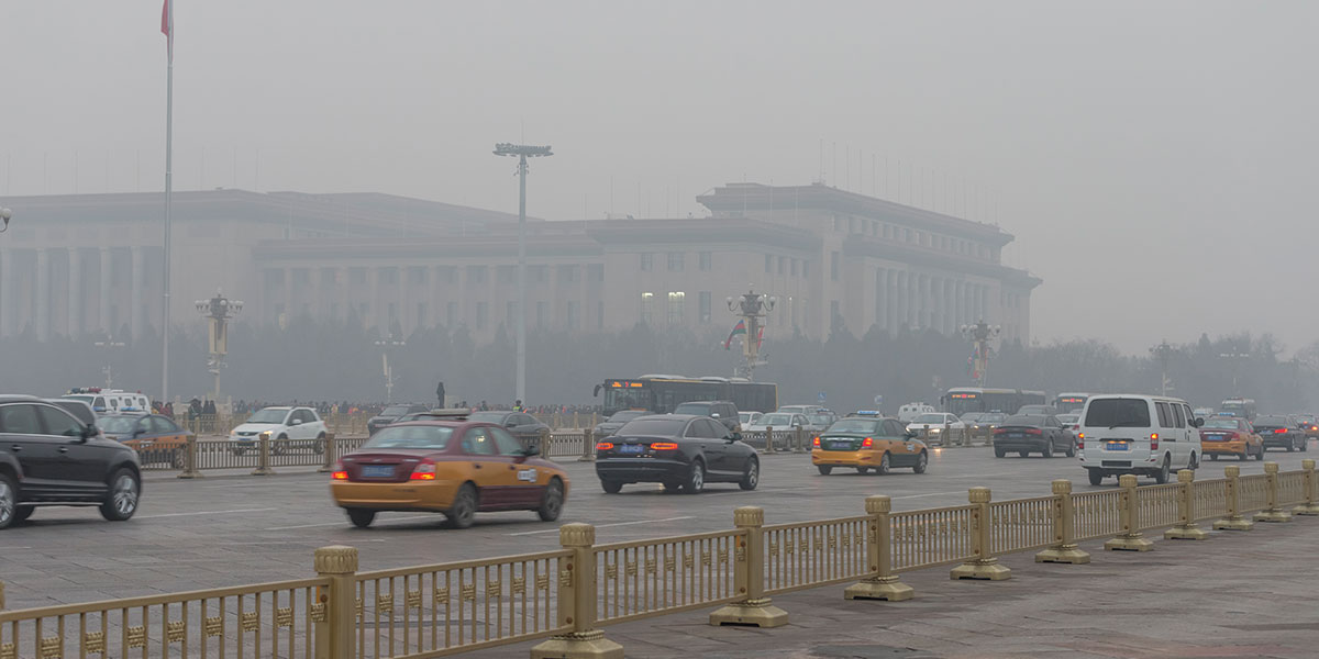 China’s cities (Beijing’s Tiananmen Square shown) have suffered worsening air quality. Health risks posed by that pollution have motivated the country’s government to invest in low-emission alternatives to fossil fuels such as wind, solar and nuclear power.