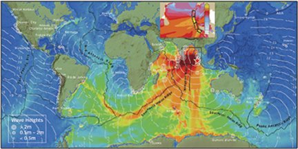 Seafloor features steered tsunamis