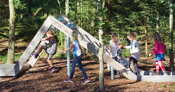 Danish girls on climbing equipment