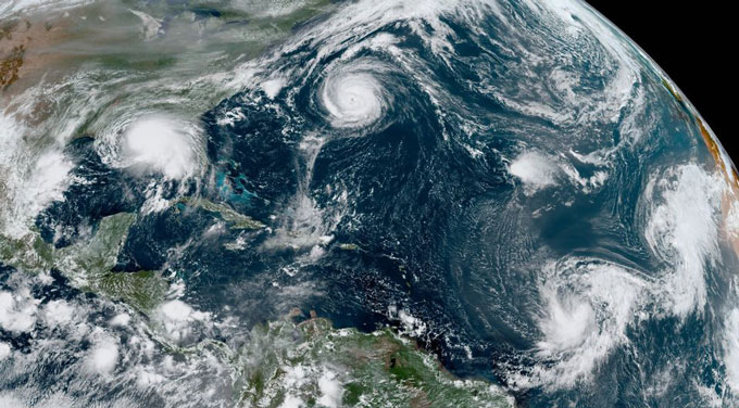 Storms Sally, Paulette, Rene, Teddy and Vicky in the Atlantic