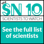 Pictogram met de tekst "The SN 10 Scientists to Watch" en "Bekijk de volledige lijst met wetenschappers"